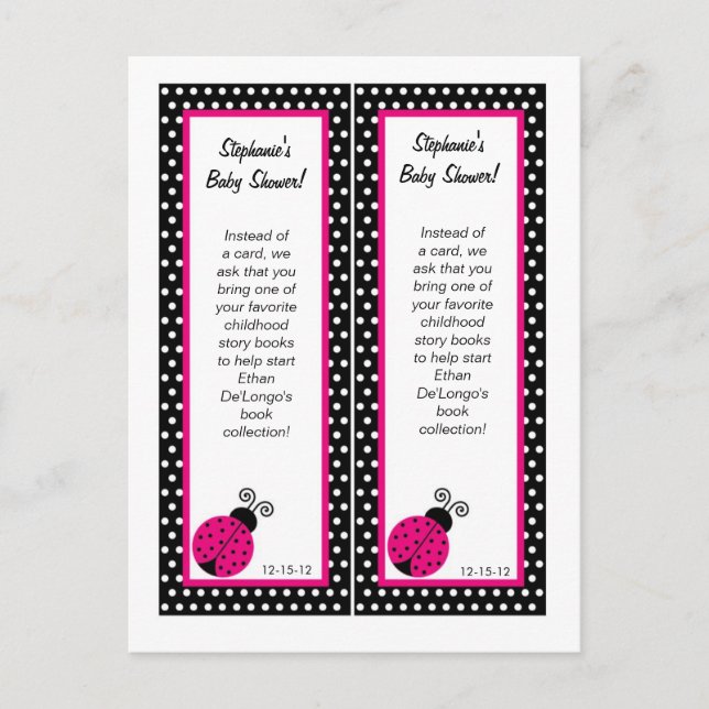 Bookmarks Black Spring Time Lady Bug Invitation Postcard (Front)