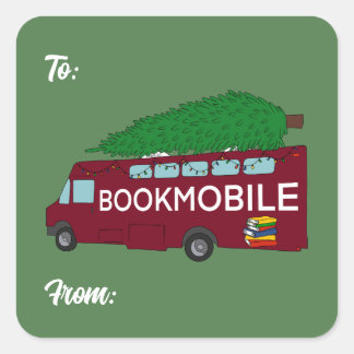 Bookmobile with Christmas Tree Christmas Label