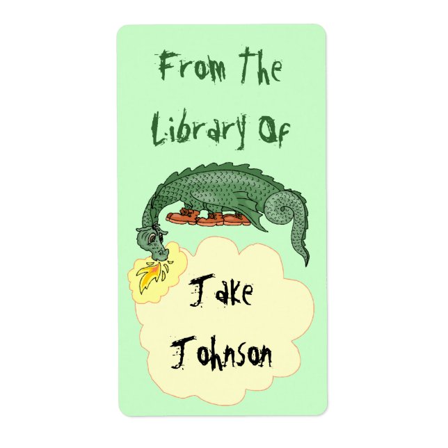 Bookplate Dragon Breathes Name From The Library Of (Front)