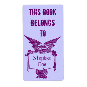 Bookplate Dragon Holds Name Tag This Book Belongs