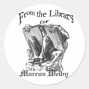 bookplate from the library creepy guy, Marcus W... Classic Round Sticker