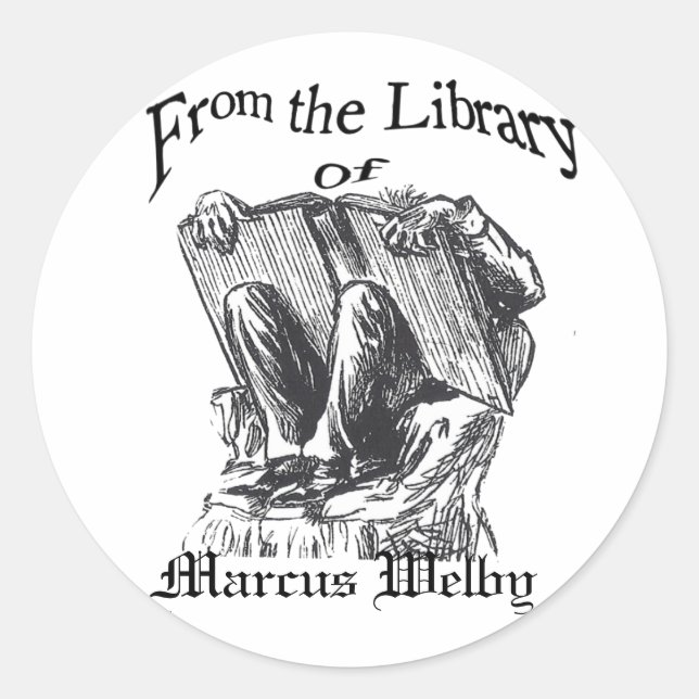bookplate from the library creepy guy, Marcus W... Classic Round Sticker (Front)