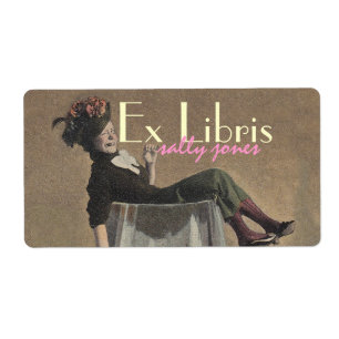 Bookplate Labels Cute Funny Lady Vintage Ex Libris
