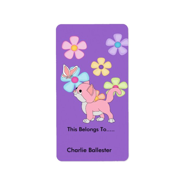 Bookplate Labels Kids Stickers Kitten Cat (Front)