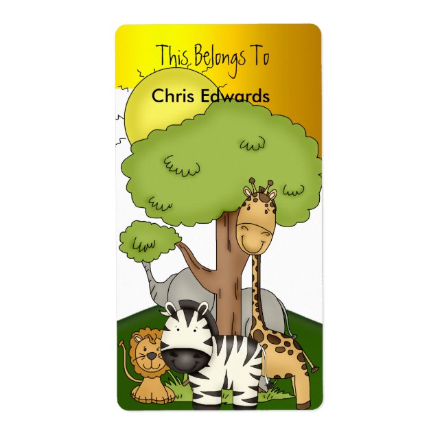 Bookplate Labels School Teens Kids Jungle 3 (Front)