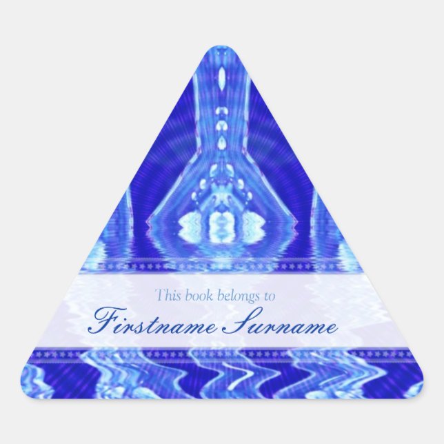 Bookplate : Liquid Blue Triangle Sticker (Front)