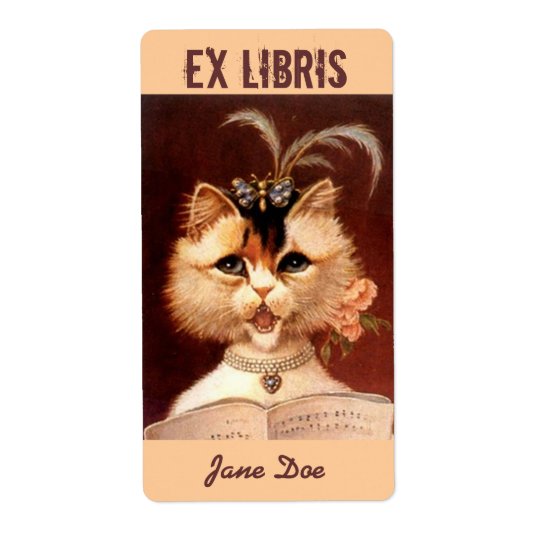 Bookplate Music Book Label EX LIBRIS Victorian Cat Shipping Label