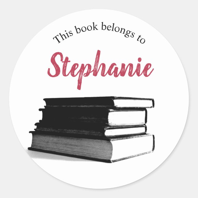 Bookplate Personalised This book belongs to Classic Round Sticker (Front)