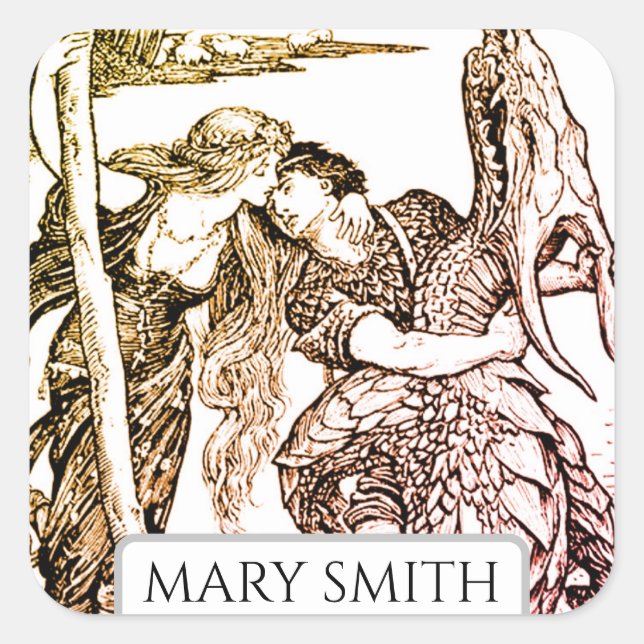 Bookplate, Personalised, Victorian Reproduction Sq Square Sticker (Front)