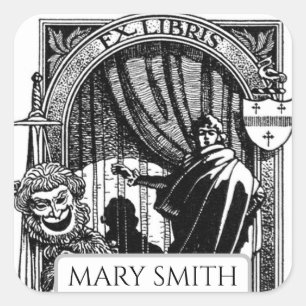 Bookplate, Personalised, Victorian Reproduction Sq Square Sticker