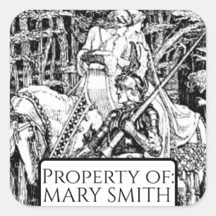 Bookplate, Personalised, Victorian Reproduction Sq Square Sticker