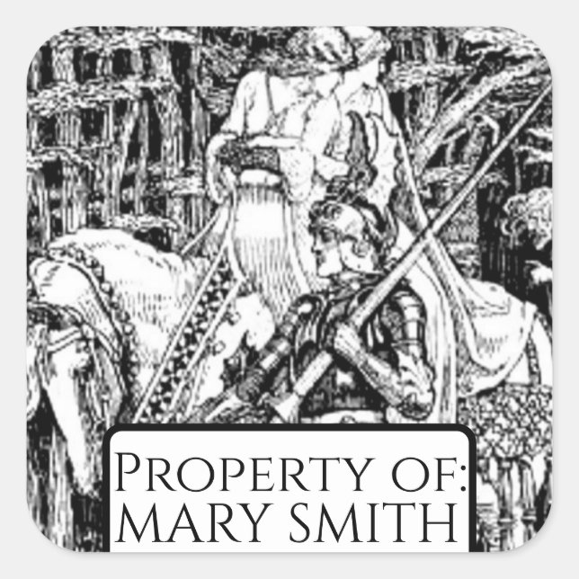Bookplate, Personalised, Victorian Reproduction Sq Square Sticker (Front)
