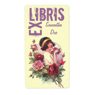 Bookplate Roses Flapper Name Tag This Book Belongs