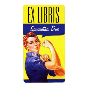 Bookplate Rosie the Riveter This Book ex libris