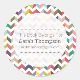 Bookplate School Name Stickers Aztec Chevron