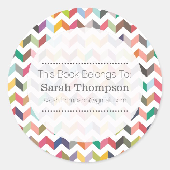 Bookplate School Name Stickers Aztec Chevron (Front)