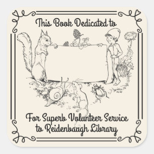 Bookplate Sticker Library Volunteers. School Name