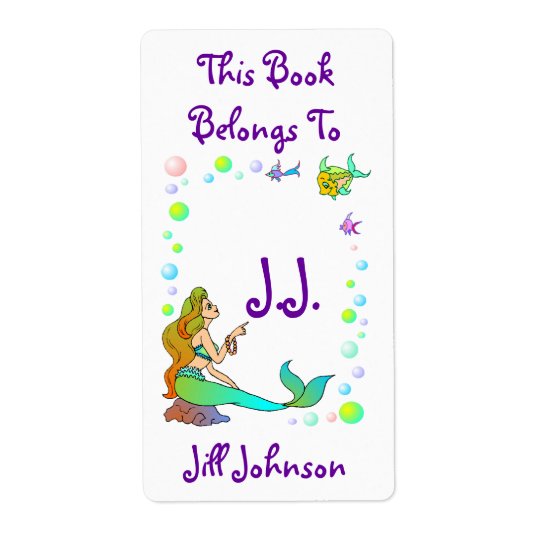 Bookplates Sea Mermaid Points @ Initials Labels