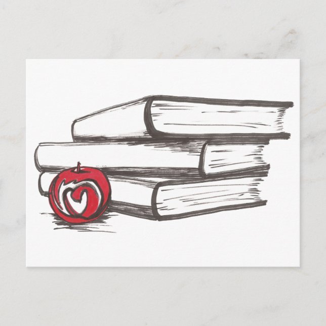 Books + An Apple | Postcard | Customisable (Front)