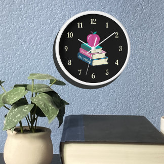 Books and Apple Personalised Classroom Wall Clock