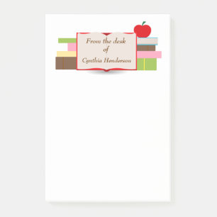 Books and Apple Post-it Notes