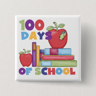 Books and Apples 100 Days of School Tshirts 15 Cm Square Badge