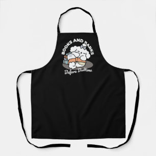 Books and Barks – Cute Sleepy Dog Reading Design Apron