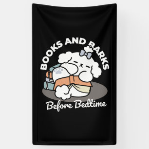 Books and Barks – Cute Sleepy Dog Reading Design Banner