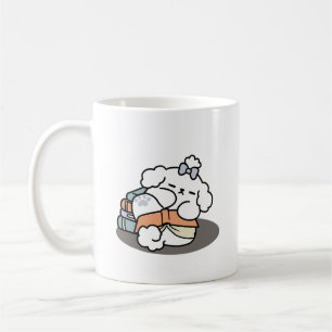 Books and Barks – Cute Sleepy Dog Reading Design Coffee Mug