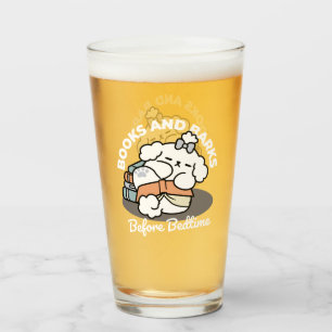 Books and Barks – Cute Sleepy Dog Reading Design Glass