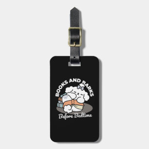Books and Barks – Cute Sleepy Dog Reading Design Luggage Tag