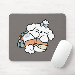 Books and Barks – Cute Sleepy Dog Reading Design Mouse Mat