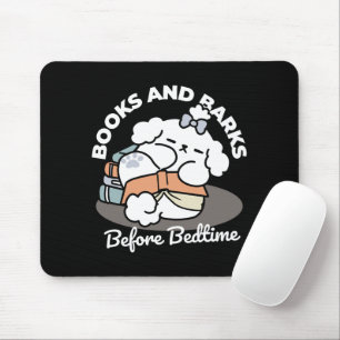 Books and Barks – Cute Sleepy Dog Reading Design Mouse Mat