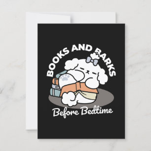 Books and Barks – Cute Sleepy Dog Reading Design Postcard