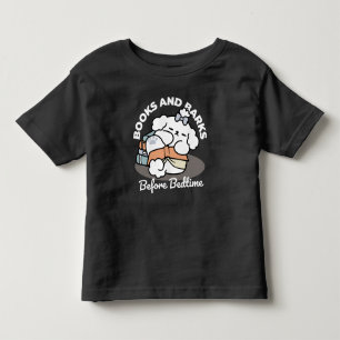 Books and Barks – Cute Sleepy Dog Reading Design Toddler T-Shirt