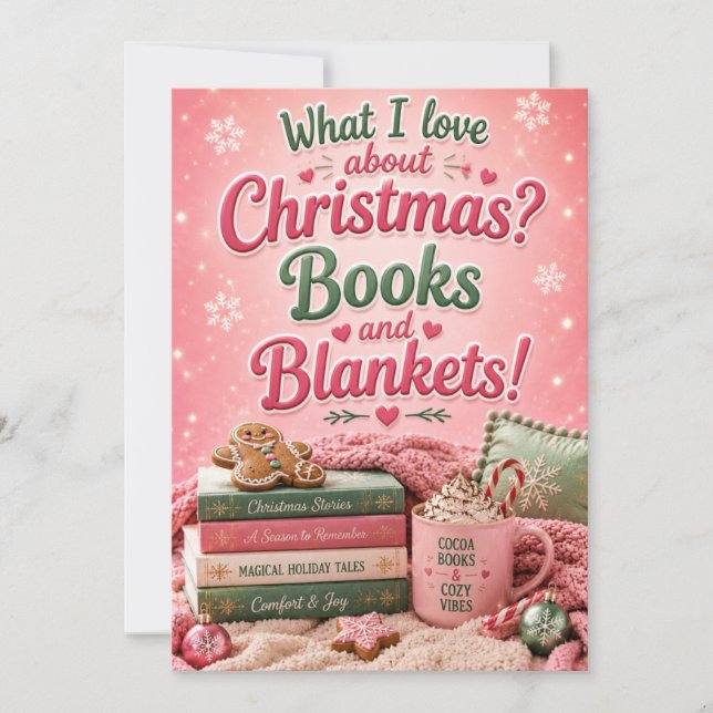 Books and Blankets Funny Christmas  Invitation (Front)
