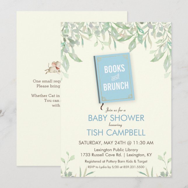 Books and Brunch Baby Shower Invitation (Front/Back)