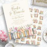 Books and Brunch Bridal Shower Invitation<br><div class="desc">Join us for a delightful morning filled with literary charm and botanical elegance with our "Books and Brunch" invitation. Featuring handpainted watercolor illustrations of blooming wildflowers and vintage books, this invite is adorned in soft hues of pink, blue, and green, with golden accents. The invitation is gracefully designed with a...</div>