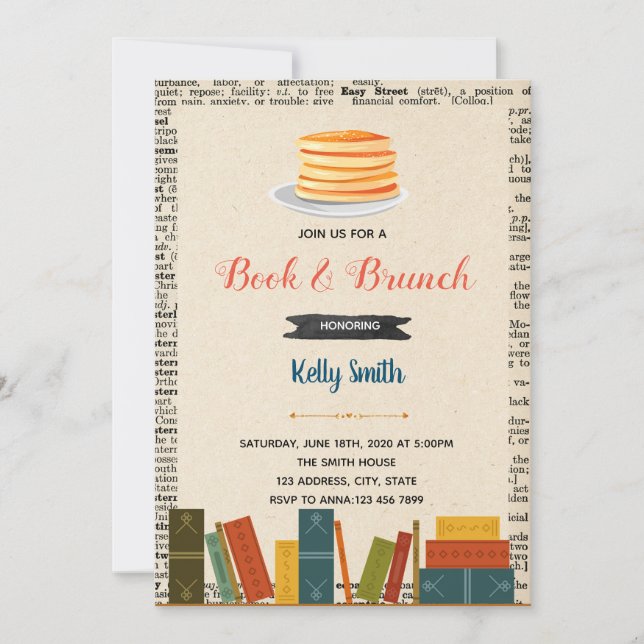 Books and brunch party invitation (Front)