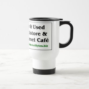Books and Bytes travel mug, white Travel Mug