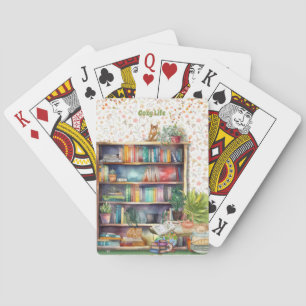 Books and Cat Lovers Hygge Birthday Retirement   Playing Cards
