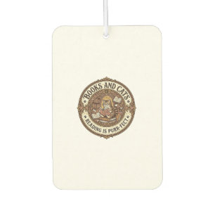 Books And Cats Cat Books Reading Vintage Vector Ar Car Air Freshener