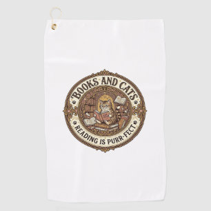 Books And Cats Cat Books Reading Vintage Vector Ar Golf Towel