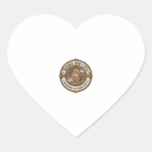 Books And Cats Cat Books Reading Vintage Vector Ar Heart Sticker