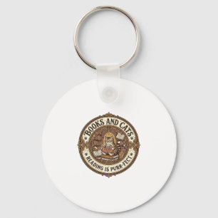 Books And Cats Cat Books Reading Vintage Vector Ar Key Ring