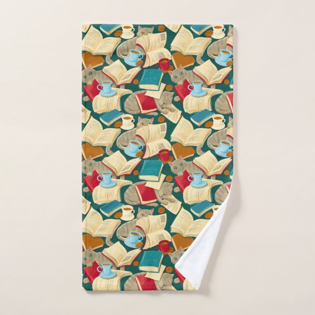 Books and cats hand towel (Hand Towel)