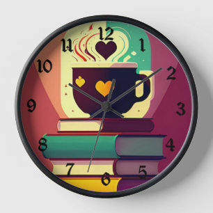 Books And Coffee Clock