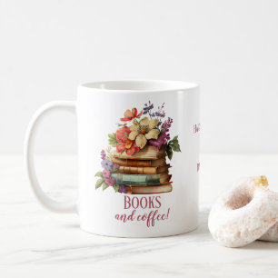 Books and Coffee Floral Coffee Mug