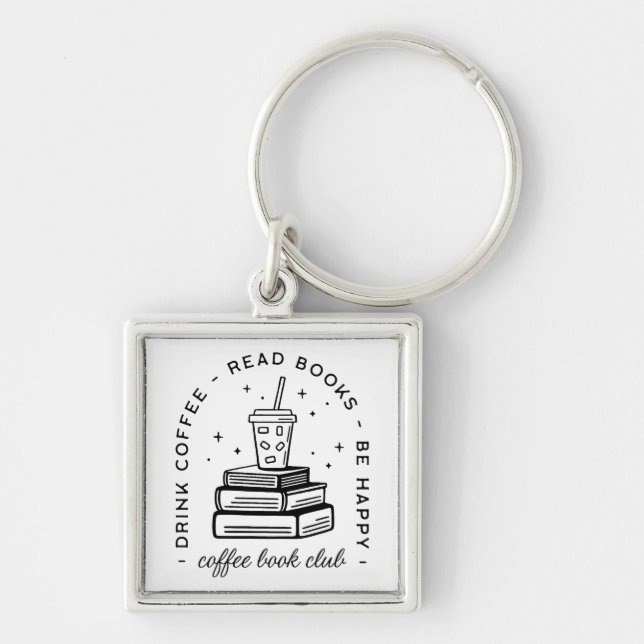 Books and coffee lover club bookish key ring (Front)