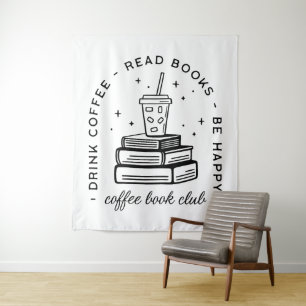 Books and coffee lover club bookish tapestry